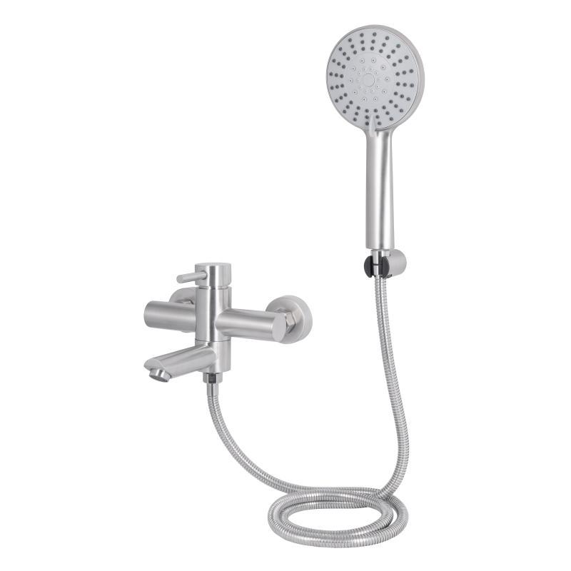 Смеситель для ванны Lidz Aria 006 с поворотным изливом (c душевым гарнитуром) (k35) LDARI006NKS34940 Nickel, фото 1