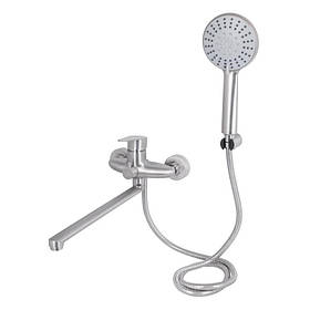 Змішувач для ванни Lidz Vida 005 з поворотним виливом (з душовим гарнітуром) (k35) LDVID005NKS38087 Nickel