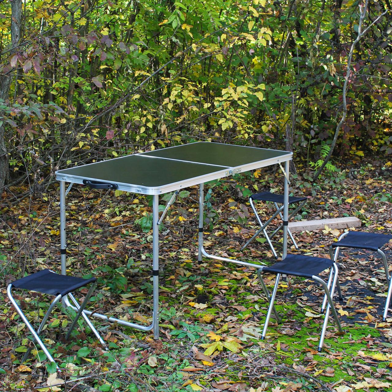 Розкладний стіл (чорний) для пікніка, стільці, фото 1