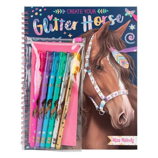 Miss Melody розмальовка з блискучими гелевими ручками Create Your Glitter Horses 12931, фото 1