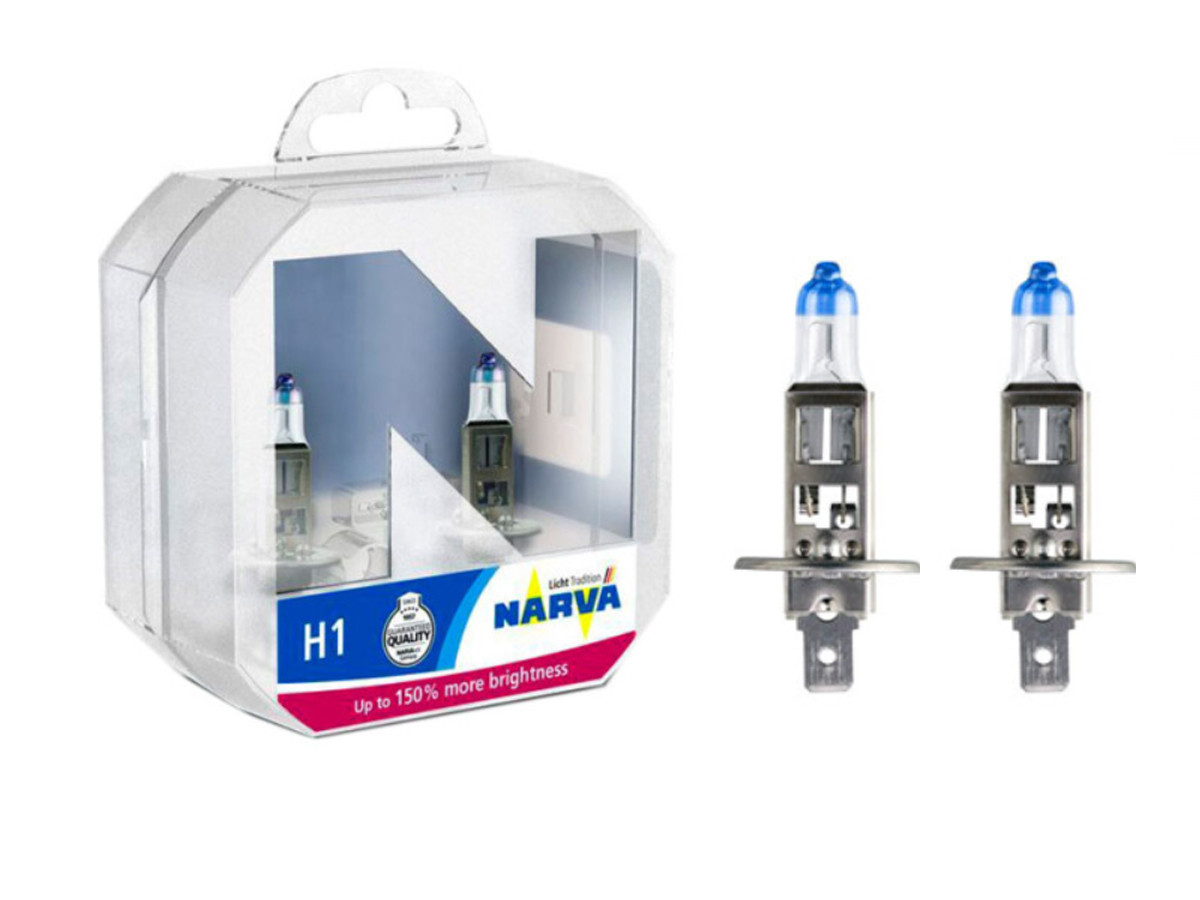 Комплект галогенових ламп Narva H1 12V 55W P14,5s Range Power +150% (480682100) 2pcs/set, фото 1