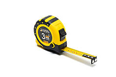 Рулетка MASTERTOOL 3 м х 16 мм з магнітами 2 фіксатори кнопка STOP покриття TPR нейлонове покриття 64-3016