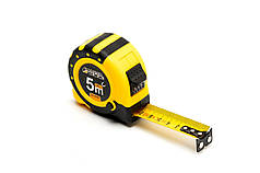 Рулетка MASTERTOOL 5 м х 25 мм з магнітами 2 фіксатори кнопка STOP покриття TPR нейлонове покриття 64-5025