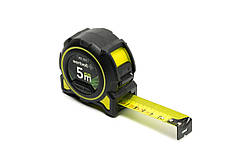 Рулетка WERTVOLL 5 м х 27 мм фіксатор полотна кнопка STOP покриття TPR нейлонове покриття протиковзний