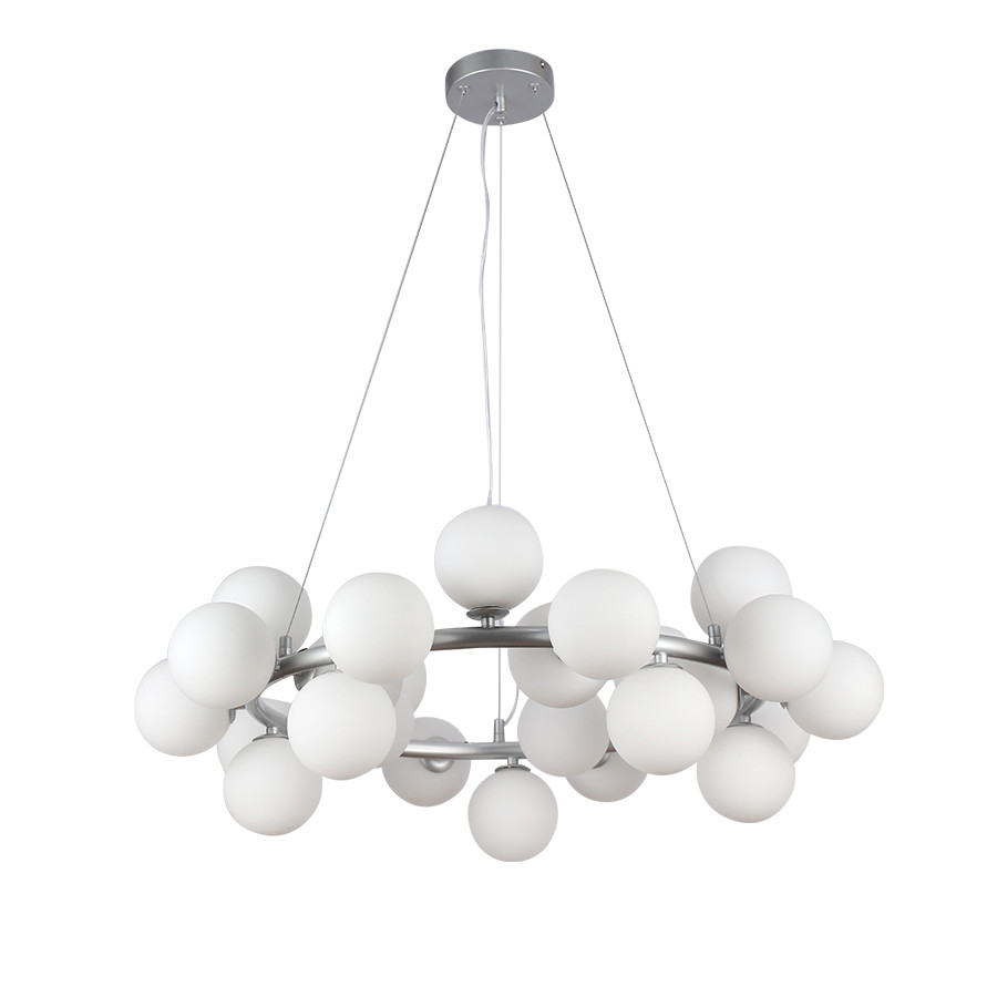 Підвісна люстра з кулями Levistella цоколь G9 ламп 25 шт колір Срібло LVS6056, фото 1