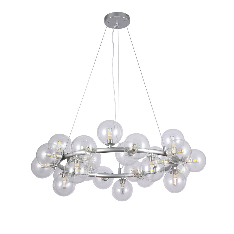 Підвісна люстра з кулями Levistella цоколь G9 ламп 25 шт колір Срібло LVS6054, фото 1