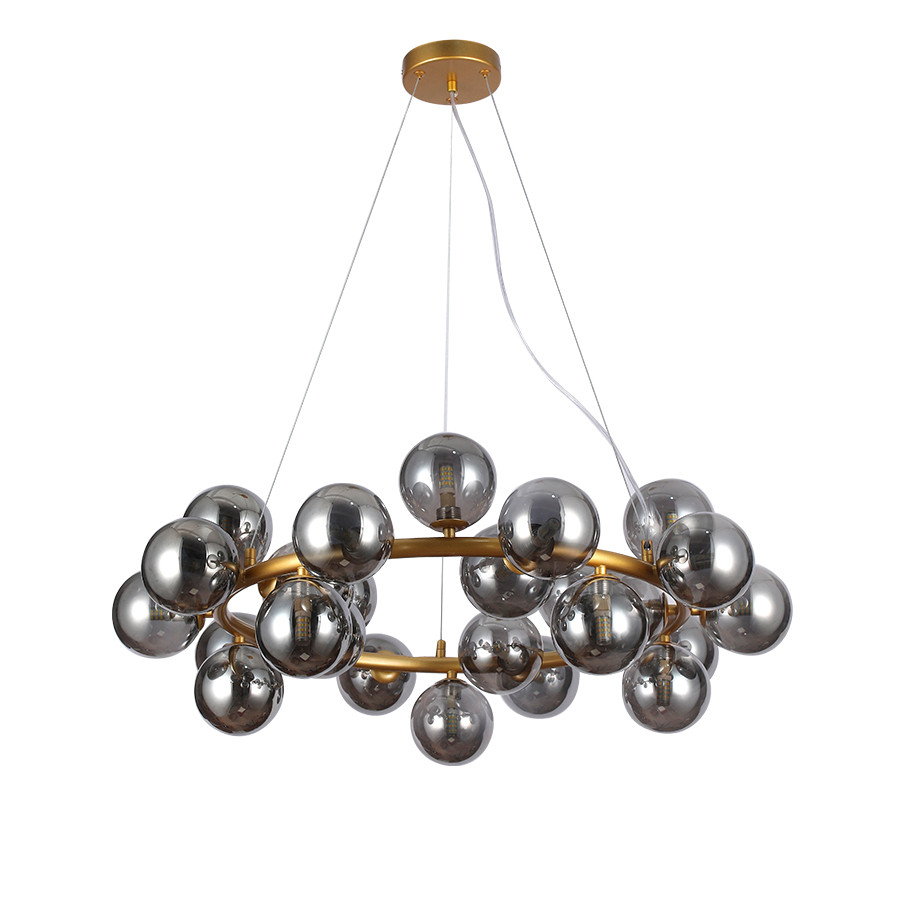Підвісна люстра з кулями Levistella цоколь G9 ламп 25 шт колір Золотистий LVS6049, фото 1