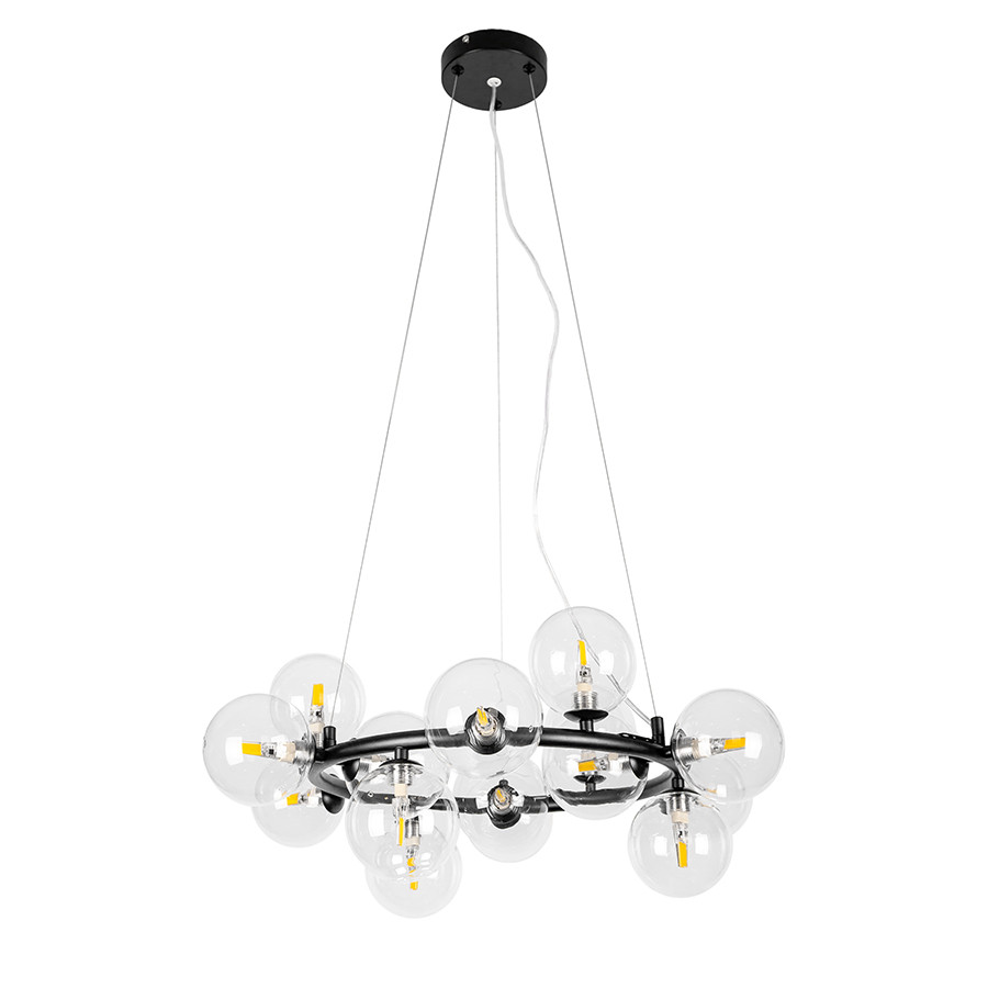 Підвісна люстра з кулями Levistella цоколь G9 ламп 15 шт колір Чорний LVS6070, фото 1
