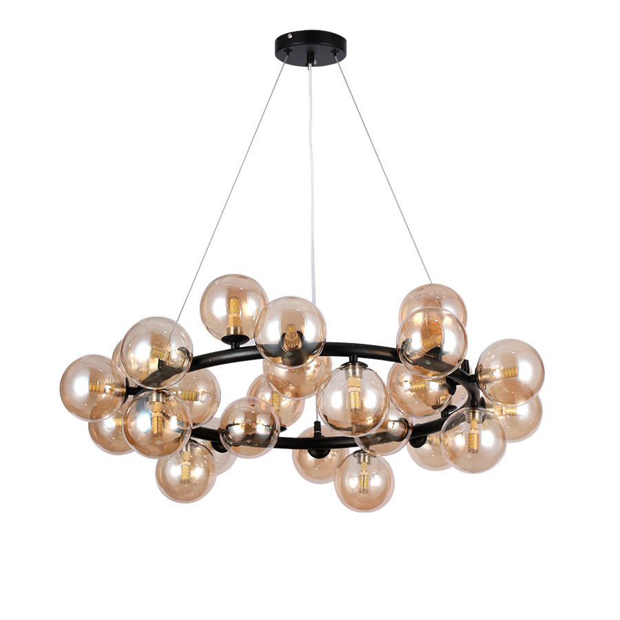 Підвісна люстра з кулями Levistella цоколь G9 ламп 25 шт колір Чорний LVS6059, фото 1