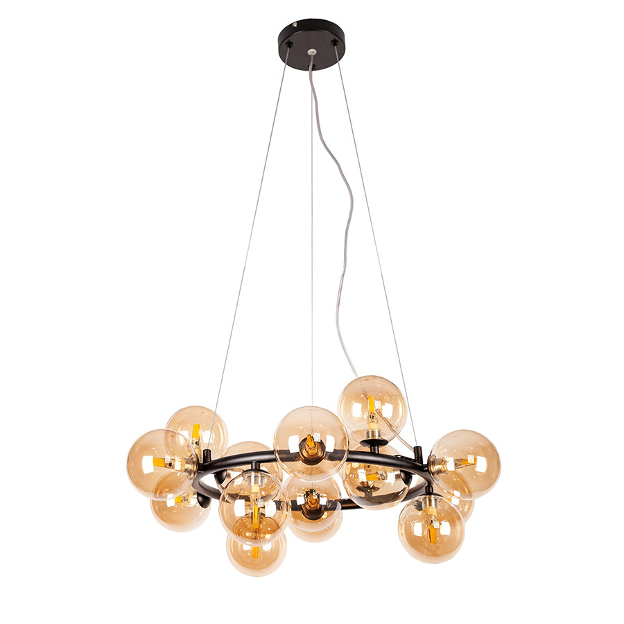 Підвісна люстра з кулями Levistella цоколь G9 ламп 15 шт колір Чорний LVS6071, фото 1