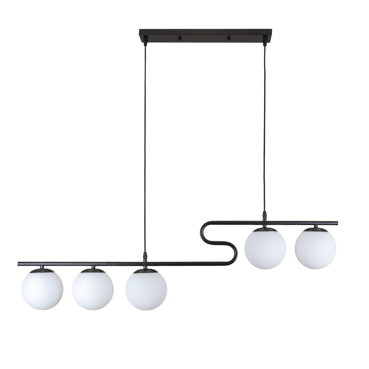 Підвісна люстра з кулями Levistella цоколь E27 ламп 5 шт колір Чорний LVS4476, фото 1