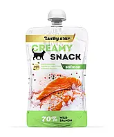 Ласощі для котів Lucky Star Лагідне пюре для котів з м`якоті дикого лосося пауч 85 г
