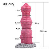 Силіконовий фалоїмітатор, ребристий фалоїмітатор Hurricane Dildo Gory незвичайної форми з рідкого силікону, фото 2