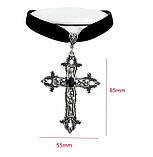 Чокер намисто прикраса на шию оксамитовий з хрестом чорний (CK-KRS), фото 4