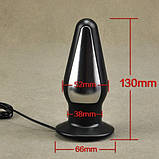 Анальний корок, електростимулятор металевий великий розмір з регульованою частотою, фото 2