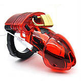 Пояс вірності, електростимулятор Estim Male Chastity Cage червоний 82 мм довжина, фото 2