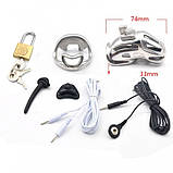 Електростимуляція статевого члену, електрошоковий пояс вірності Uabdsm з нержавіючої сталі, регульований діаметр, фото 2