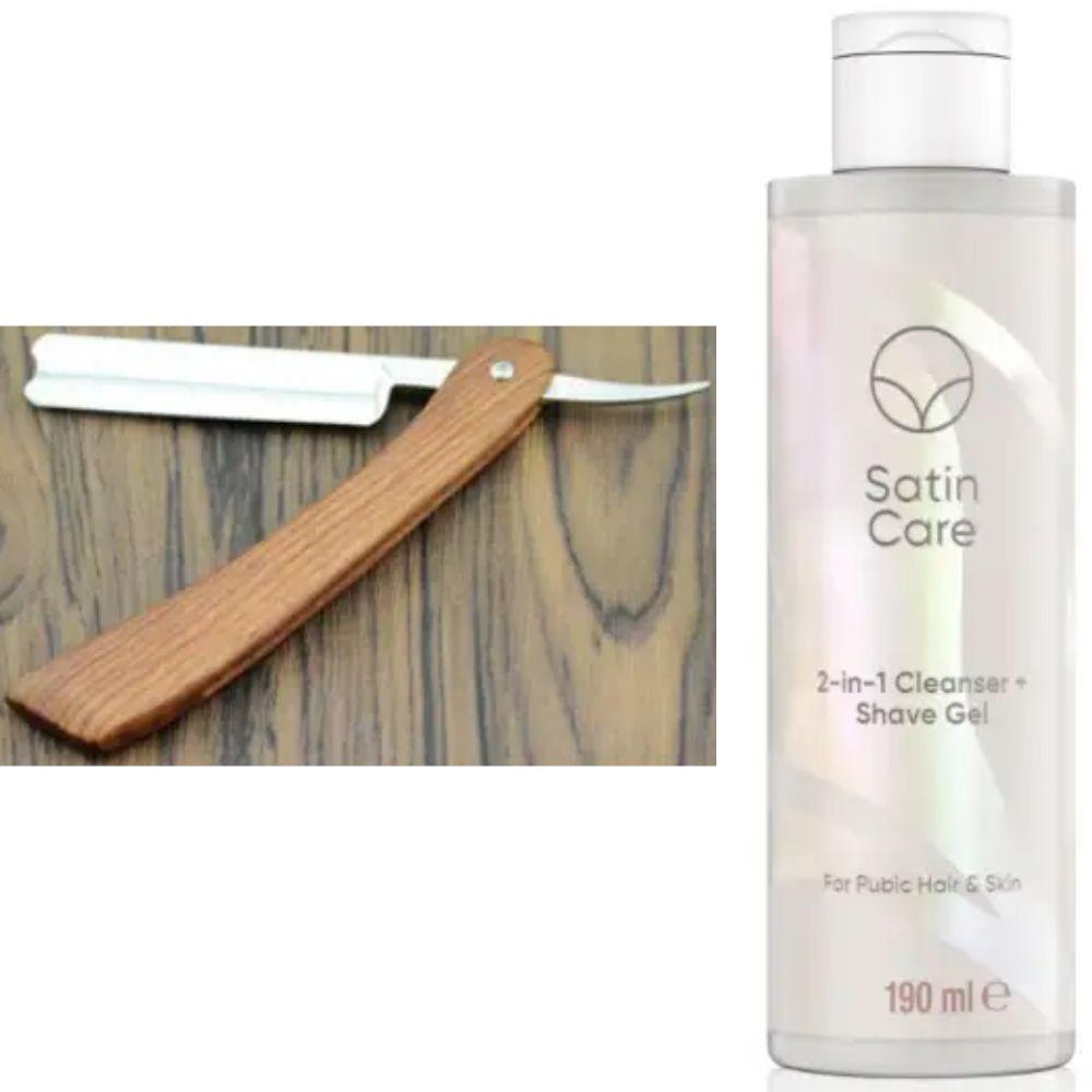 Небезпечна бритва/шавета розкладна Straight Razor + гель для гоління Gillette Venus Venus Satin Care 2 в 1, фото 1