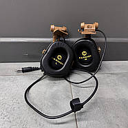 Навушники тактичні Earmor M32X MOD4, активні, з кріпленням на шолом і знімним мікрофоном, колір Койот (коричневый) M32X-CB MOD4, фото 2