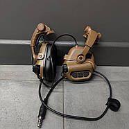 Навушники тактичні Earmor M32X MOD4, активні, з кріпленням на шолом і знімним мікрофоном, колір Койот (коричневый) M32X-CB MOD4, фото 3