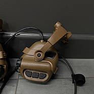 Навушники тактичні Earmor M32X MOD4, активні, з кріпленням на шолом і знімним мікрофоном, колір Койот (коричневый) M32X-CB MOD4, фото 4