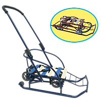 Санки на колесах (висувний механізм) трансформер "Санта" дитячі з батьківською складаною ручкою Україна Мрія