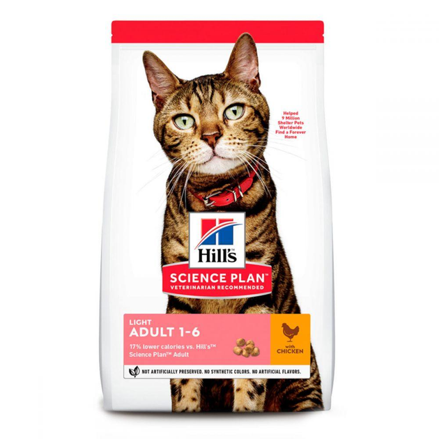 Сухий корм Hill's SP Feline Adult Light для котів схильної до зайвої ваги з куркою, 1,5 кг, фото 1