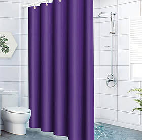 Шторка для ванної та душу з кільцями 180x180 см водостійка, шторка для ванної кімнати з гачками, PEVA, однотонний фіолетовий