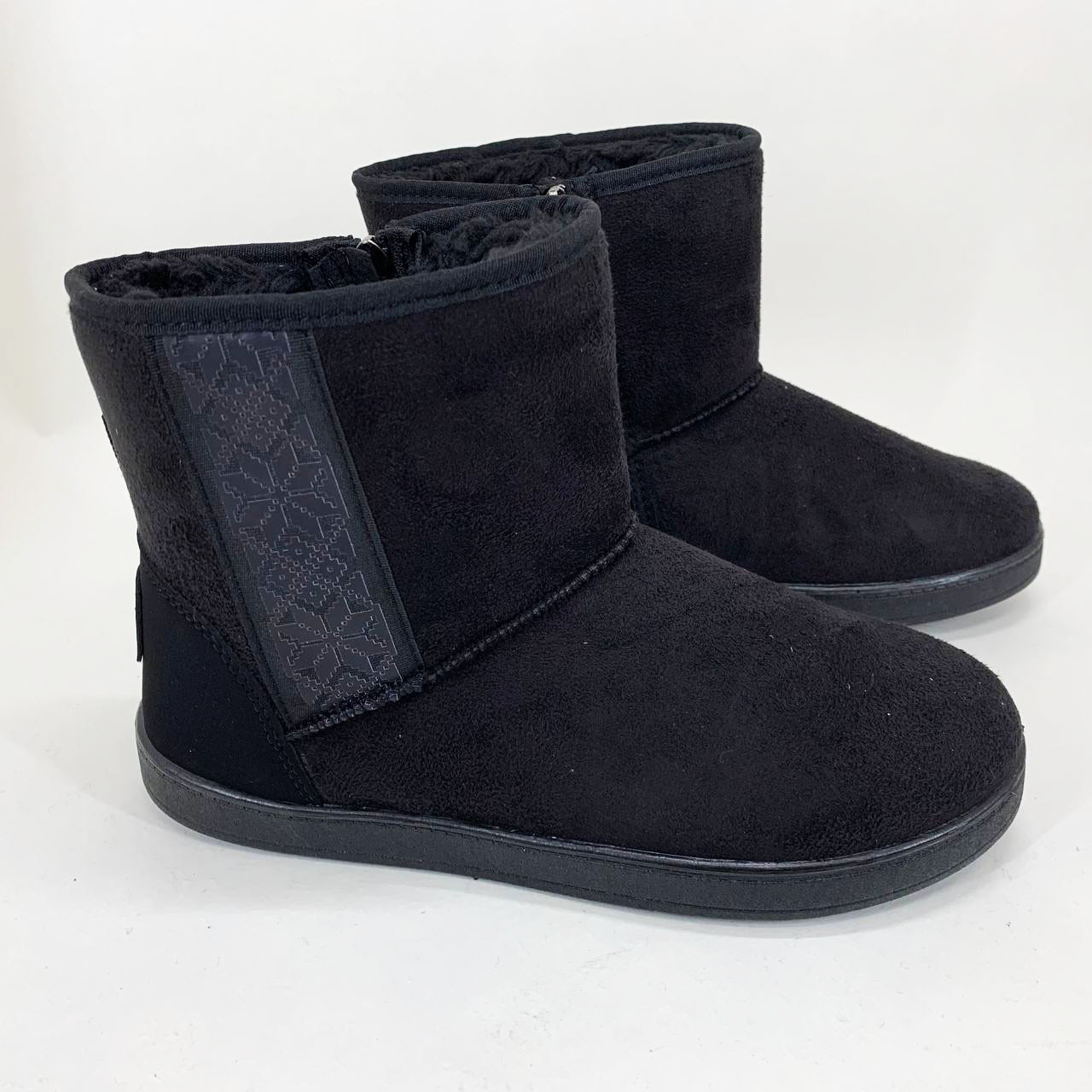 Уггі жіночі утеплені 37р 24см чорні, Жіночі черевики з нейлону, Жіночі бабуші на хутрі, фото 1