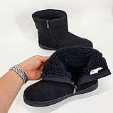 Уггі жіночі утеплені 37р 24см чорні, Жіночі черевики з нейлону, Жіночі бабуші на хутрі, фото 2