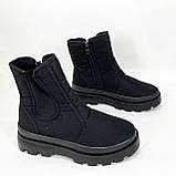 Челсі жіночі 38р 24см чорні, Черевики жіночі утеплені флісом, Базарні жіночі теплі чоботи, фото 4