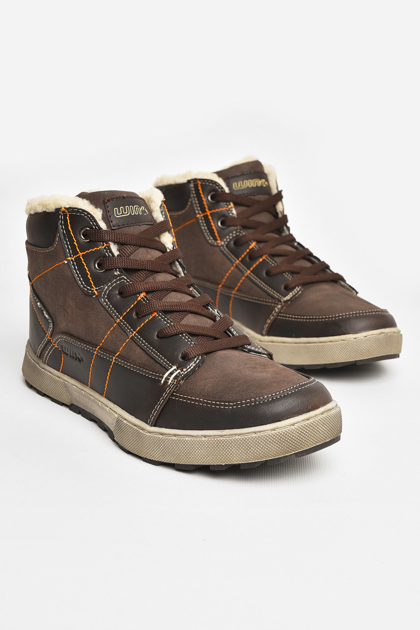 Черевики підліткові зима короичневого кольору на шнурівці 207563T Безкоштовна доставка, фото 1