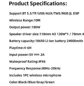 Портативна Bluetooth-колонка Hopestar H86 with one UHF microphone Black, фото 3