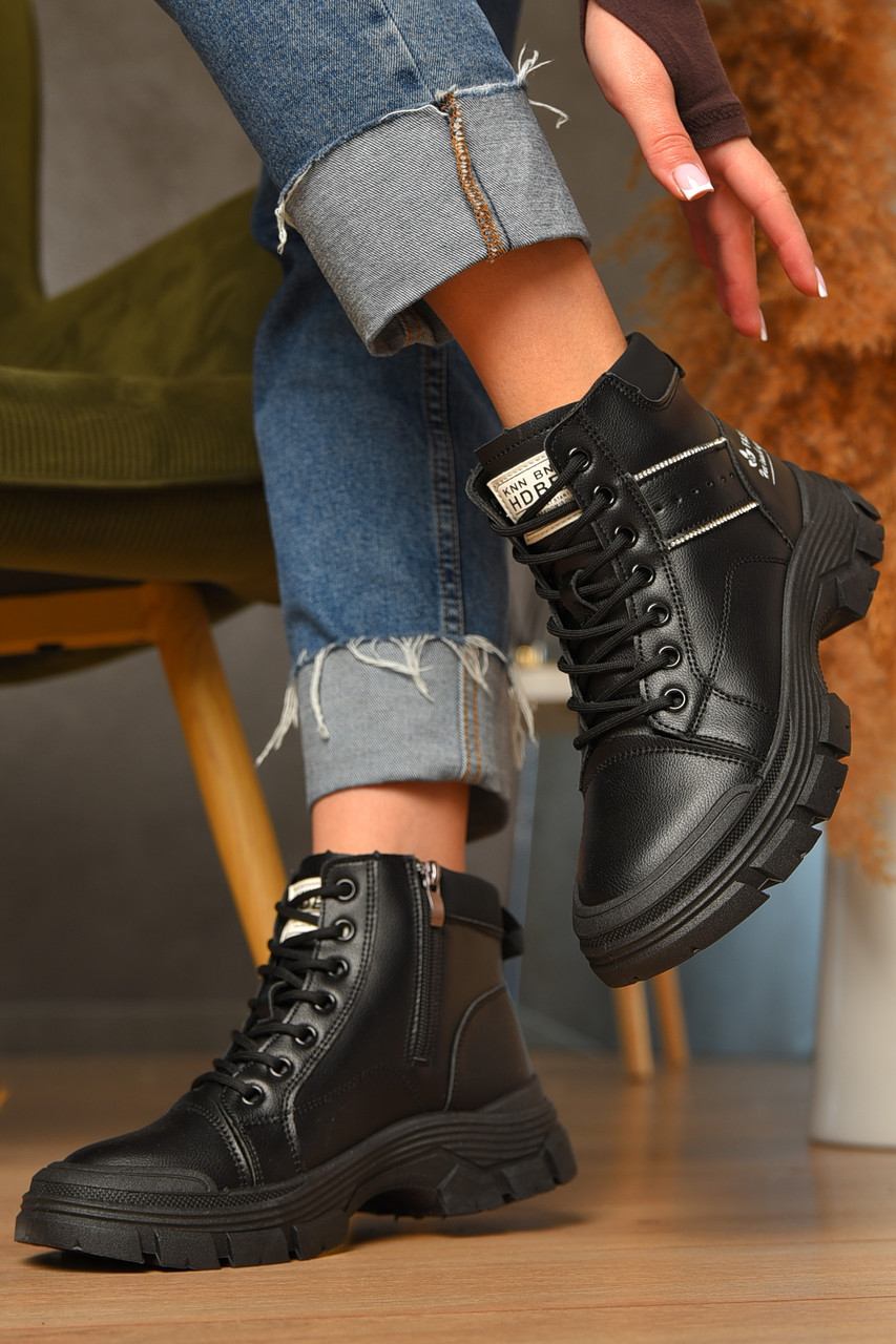 Черевики жіночі єврозима чорного кольору 207435T Безкоштовна доставка, фото 1