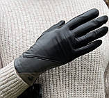 Жіночі сенсорні шкіряні рукавички з шерстяною підкладкою, фото 4