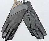 Жіночі сенсорні шкіряні рукавички з шерстяною підкладкою, фото 2