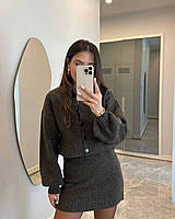 Женский зимний костюм из ангоры кофта на пуговицах и юбка размеры 42-48