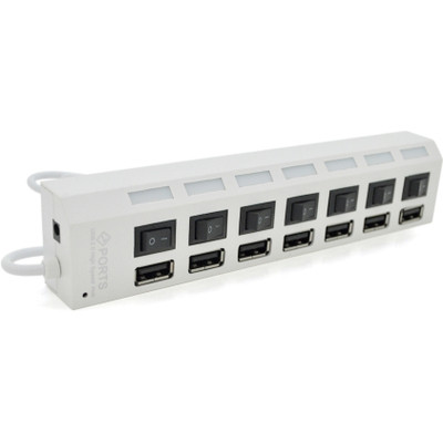 Концентратор Voltronic USB 2.0 to 7xUSB with switches white (YT-H7SHS-W), фото 1