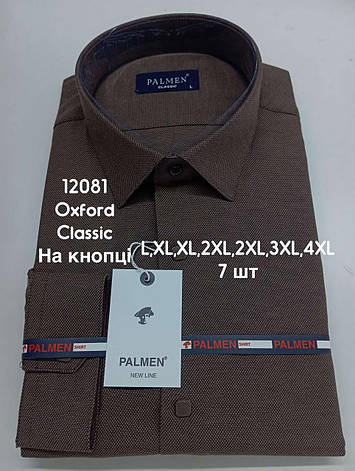 Сорочка однотонна з довгим рукавом Palmen classic оксфорд (кнопка), фото 1