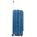 Валіза велика L поліпропілен синя 76х53х31+5/129л/5.4кг/Airtex 647, фото 5