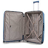 Валіза велика L поліпропілен синя 76х53х31+5/129л/5.4кг/Airtex 647, фото 10