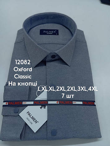 Сорочка однотонна з довгим рукавом Palmen classic оксфорд (кнопка), фото 1