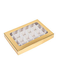 Коробка 240х155х35 (на 24 цукерки) з вікном, золота