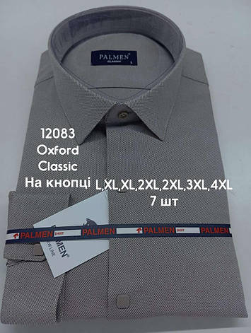 Сорочка однотонна з довгим рукавом Palmen classic оксфорд (кнопка), фото 1