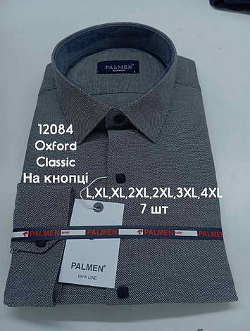 Сорочка однотонна з довгим рукавом Palmen classic оксфорд (кнопка), фото 1