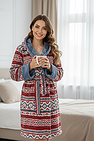 Плюшевий жіночий халат з Скандинавським візерунком, дуже теплий і ніжний