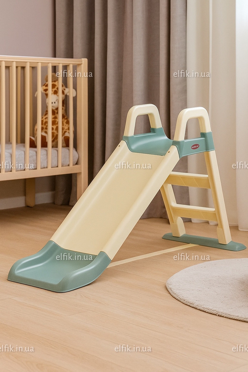 Дитяча гірка для дому і дачі 140 см біла з пастельно-зеленим (Doloni), фото 1