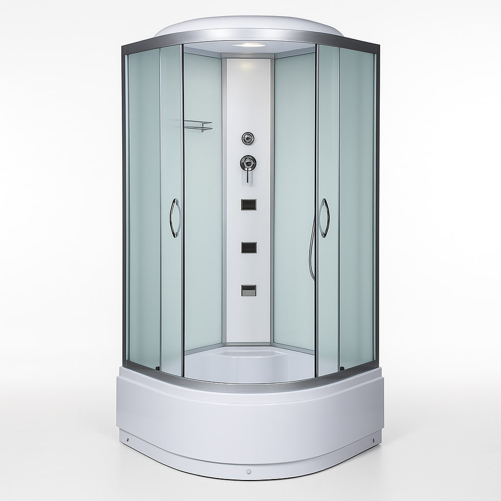 Душовий бокс Vivia 96 RC W 100х100х215 см з глибоким піддоном сатин з гідромасажем матові двері