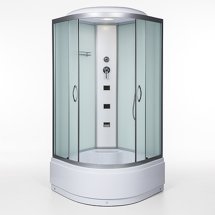 Душовий бокс Vivia 96 RC W 100х100х215 см з глибоким піддоном сатин з гідромасажем матові двері, фото 1