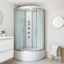 Душовий бокс Vivia 96 RC W 100х100х215 см з глибоким піддоном сатин з гідромасажем матові двері, фото 2
